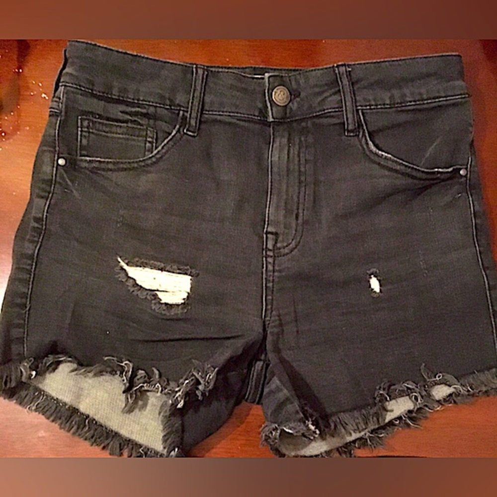 Treasure And Bond Girls Ripped Black Jean Shorts